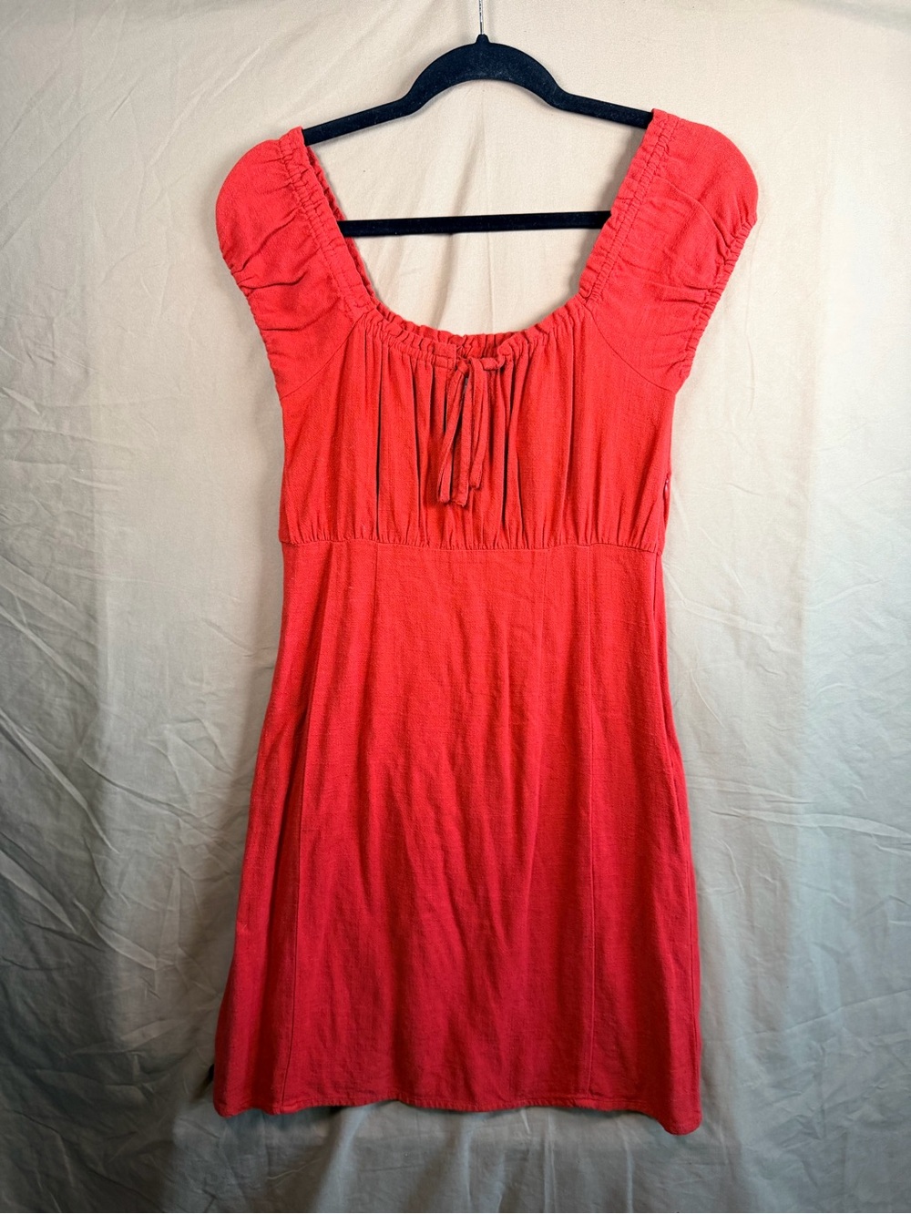 Aeropostale Red Ruched Puff Sleeve Mini Dress Cottagecore Coquette S NWT